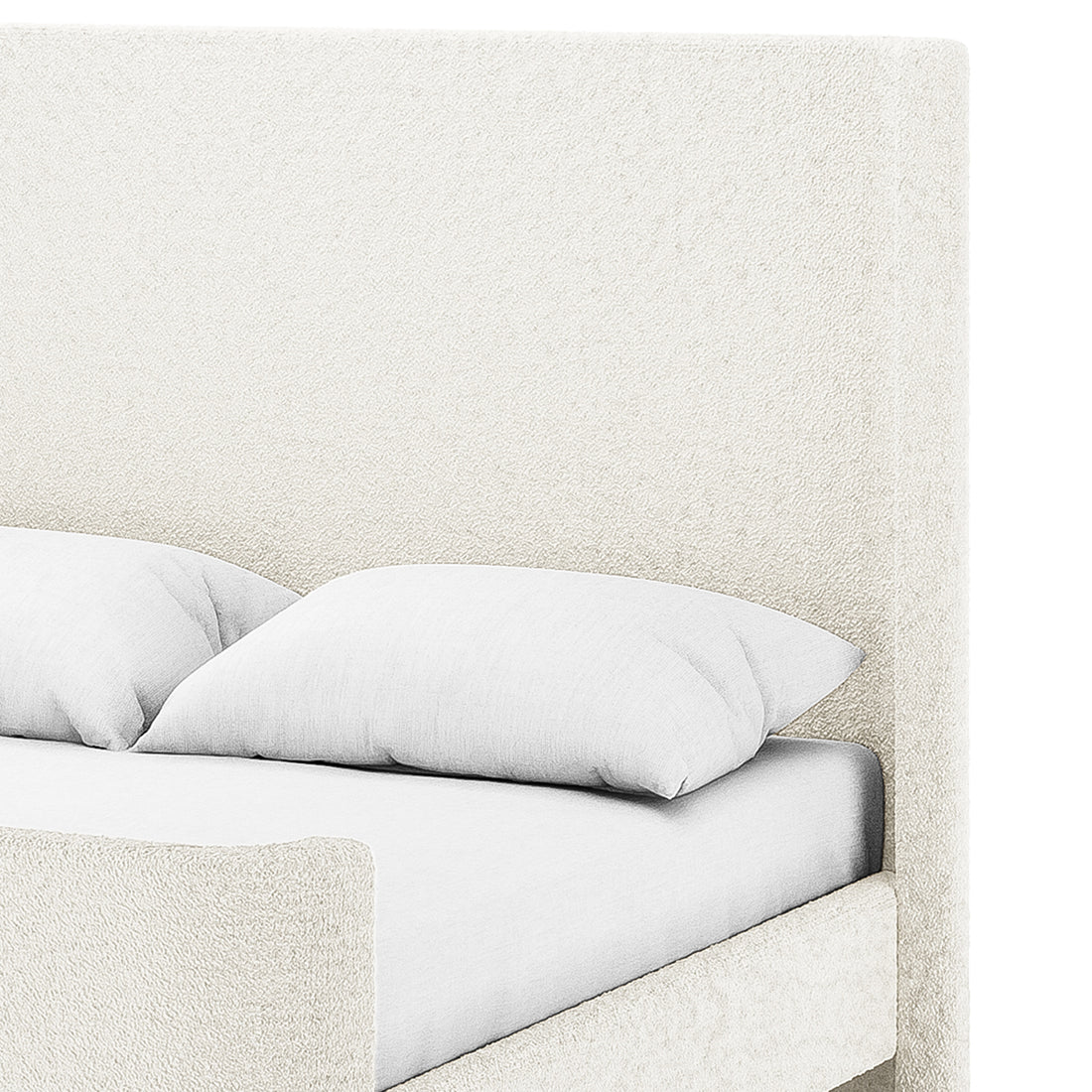 Palmira Double Boucle Upholstered Sleigh Bed Frame – Cream White