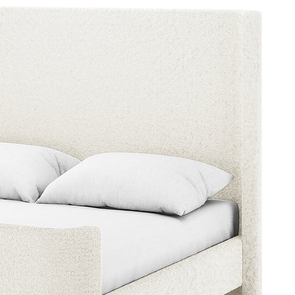 Palmira Double Boucle Upholstered Sleigh Bed Frame – Cream White