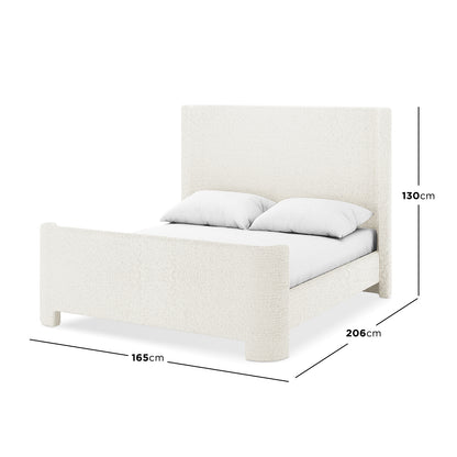 Palmira Double Boucle Upholstered Sleigh Bed Frame – Cream White