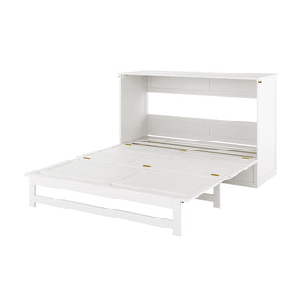 Flecter 3-Fold Queen Mattress with Penn Smart Queen Murphy Bed in open position, showcasing a sleek, wall-mounted fold-down design with a modern, minimal frame and panel detailing, ideal for versatile spaces.