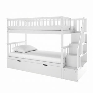 Sabbie Hardwood Single Storage Bunk Bed in White