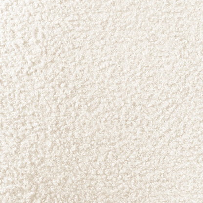Close-up of the Septima & Fulvia Bouclé King Bed Base & Winged Headboard in Cream White, showcasing its plush, looped bouclé fabric texture, emphasizing luxury and modern elegance.