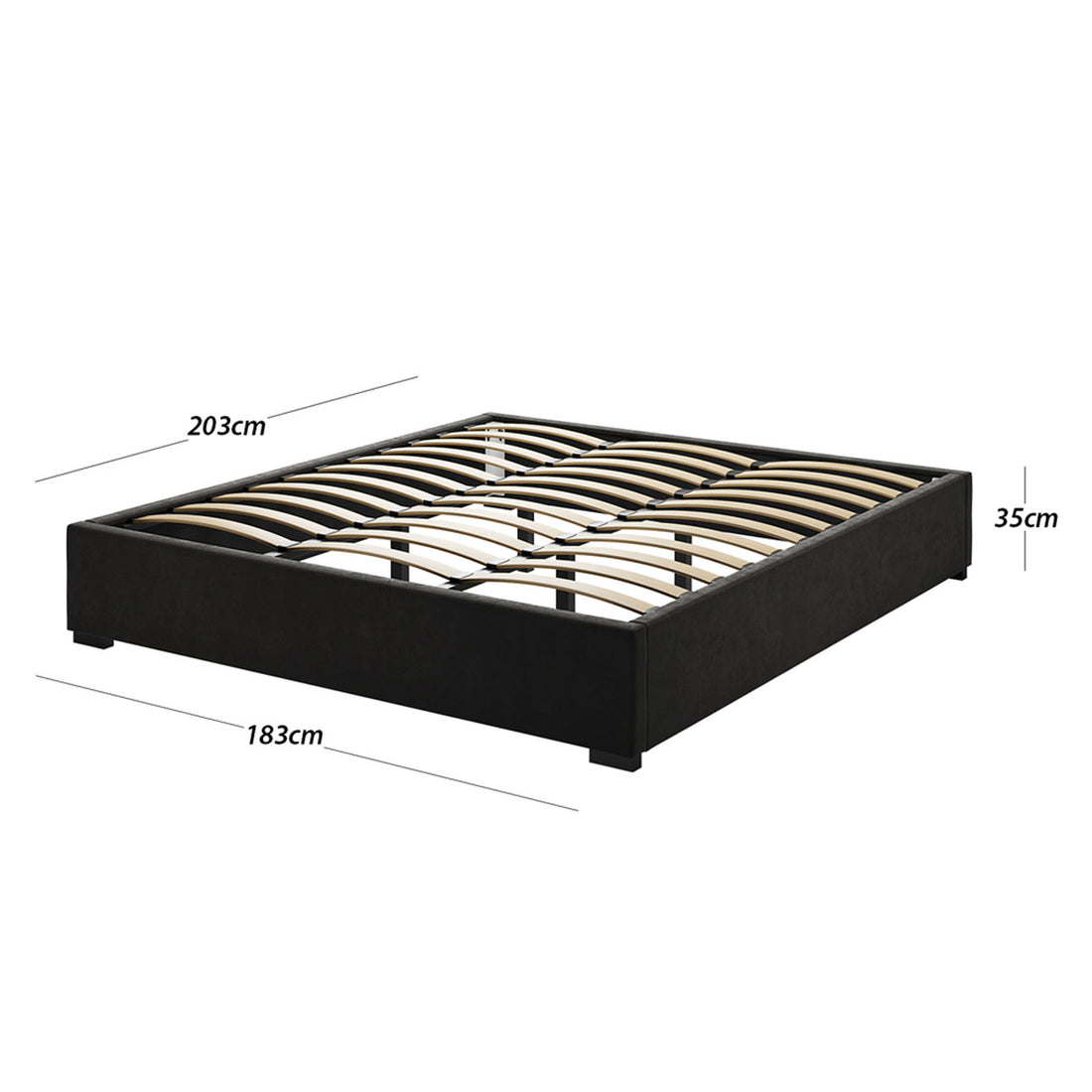 Septima & Fulvia King Bed & Headboard Package – Ink features a channel-tufted headboard and slatted bed frame, showcasing modern elegance and durable design, ideal for contemporary bedroom aesthetics.