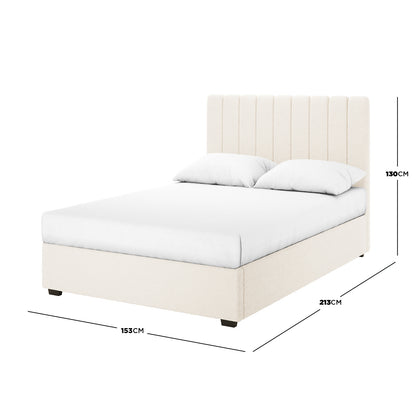 Septima & Gratiana Queen Boucle Bed Base & Headboard in Cream White