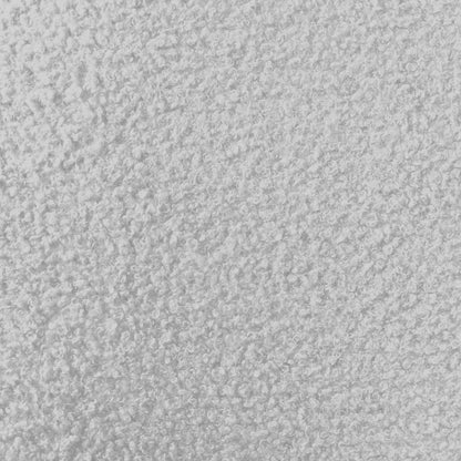 Close-up of the Estilla Boucle Upholstered Rainbow Single Bed in Cream White, showcasing its textured, fluffy loop-pile fabric surface resembling terrycloth, highlighting the soft and inviting material.