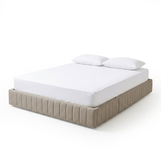 Solin King Fluted Storage Bed Base in  Warm Beige Boucle