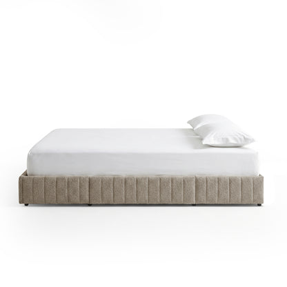 Solin King Fluted Storage Bed Base in  Warm Beige Boucle