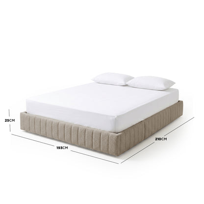 Solin King Fluted Storage Bed Base in  Warm Beige Boucle