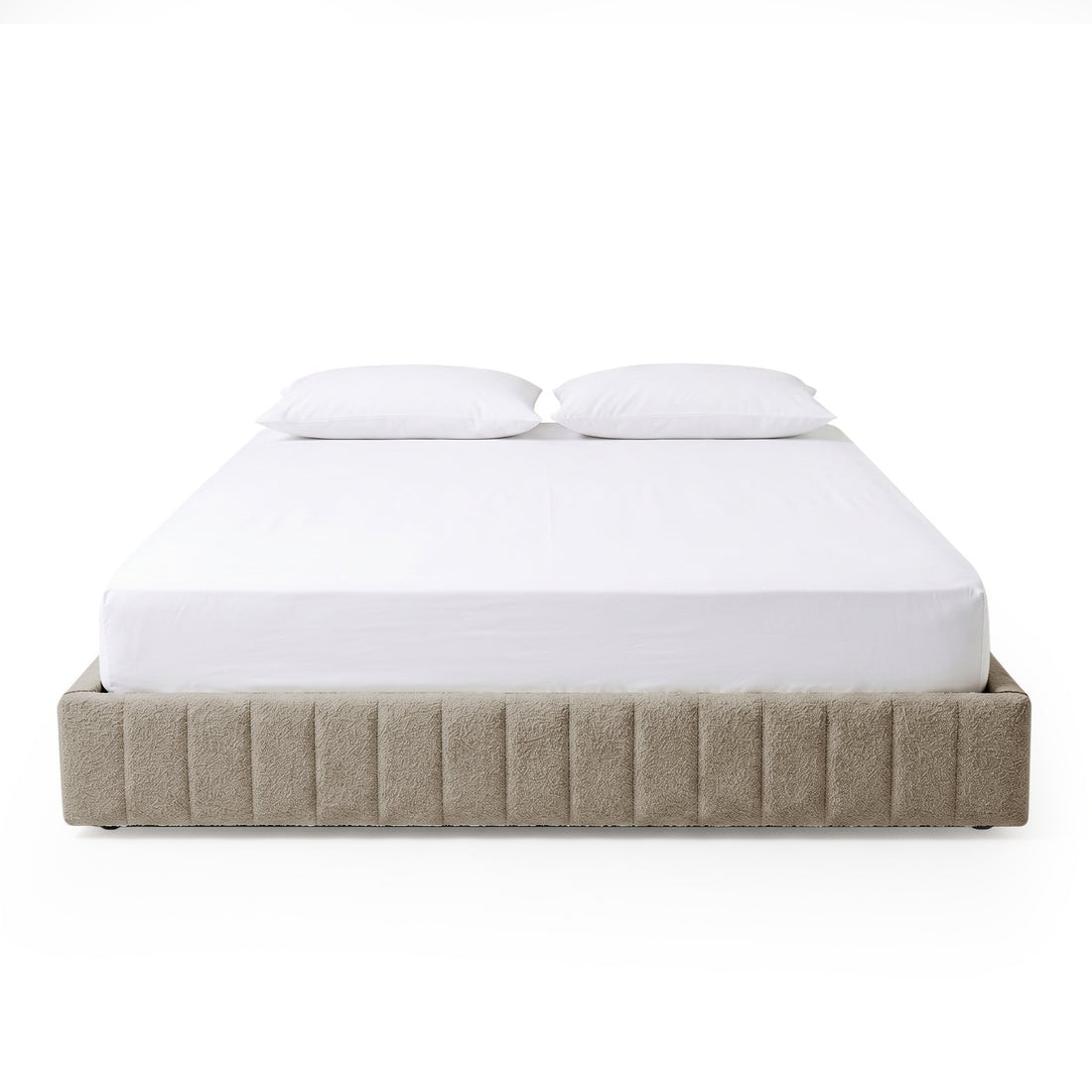 Solin King Fluted Storage Bed Base in  Warm Beige Boucle