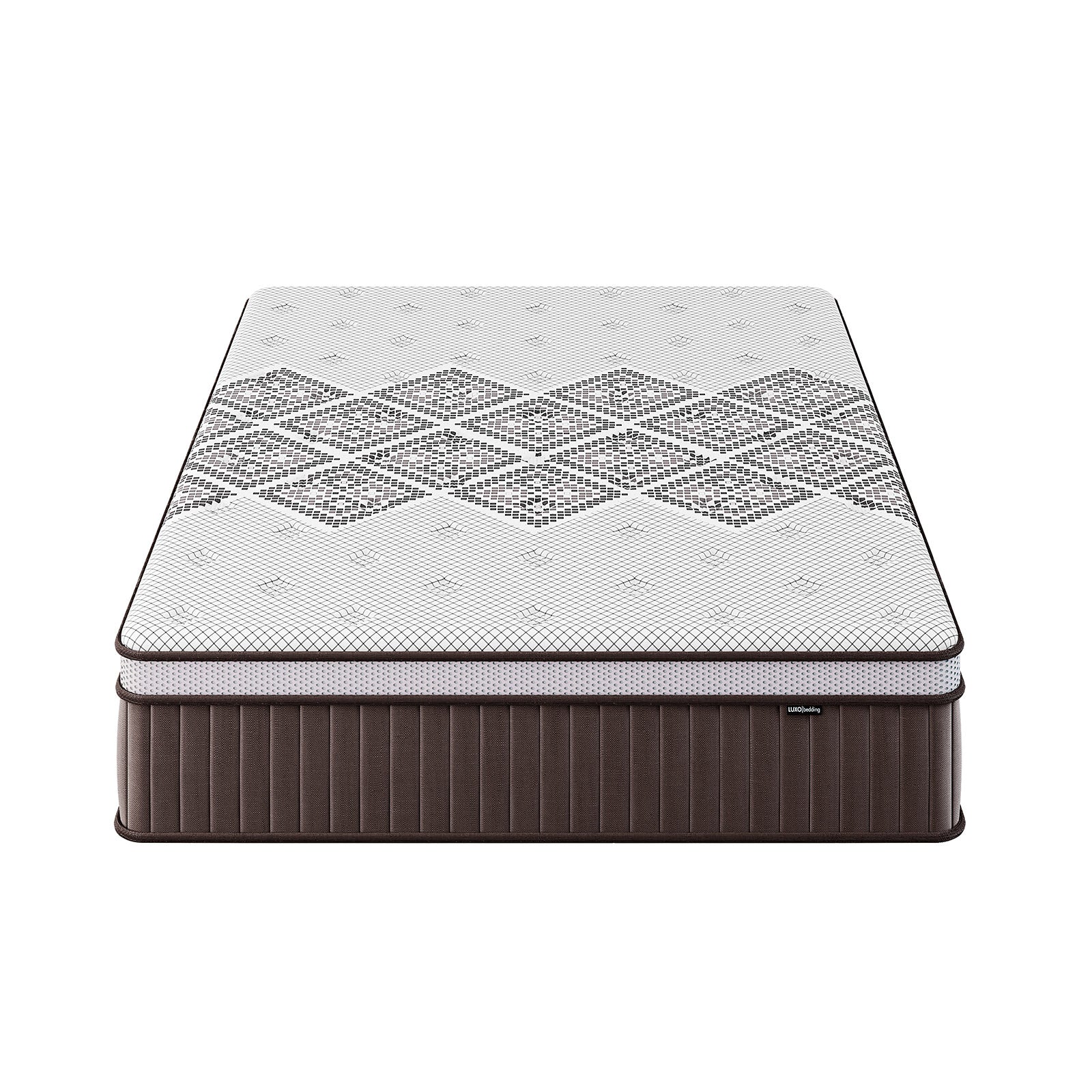 Stacy Queen Boucle Bed - Cream White with Thalia Mattress, featuring a plush padded headboard and luxurious boucle fabric, displayed with a white-covered mattress.