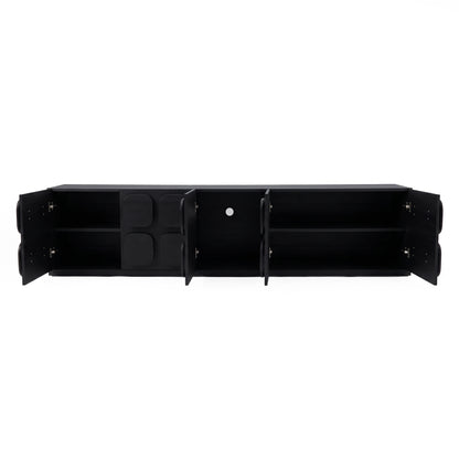 Adrian 220cm Storage TV Unit in Black styled in a room setting