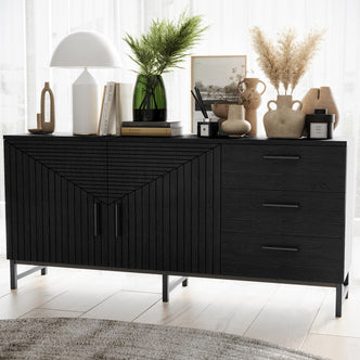 Anderson 160cm Fluted Sideboard Buffet - Black