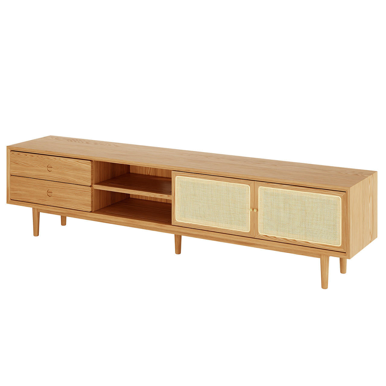 Bea 180cm Rattan American Oak Entertainment Unit - Natural