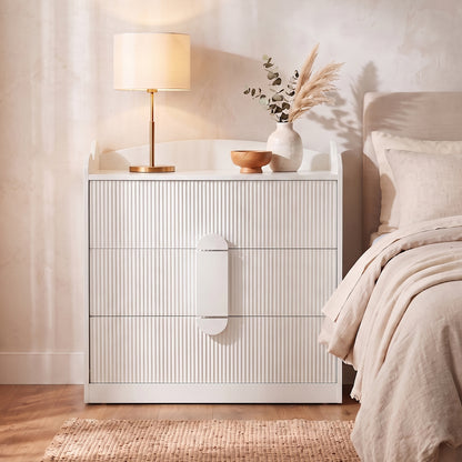 Caden Fluted Chest of Drawers in White