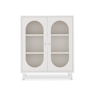 Cambria 75cm Fluted Glass Door Sideboard Cabinet - White