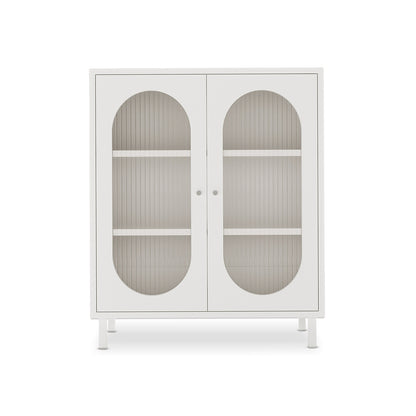 Cambria 75cm Fluted Glass Door Sideboard Cabinet - White