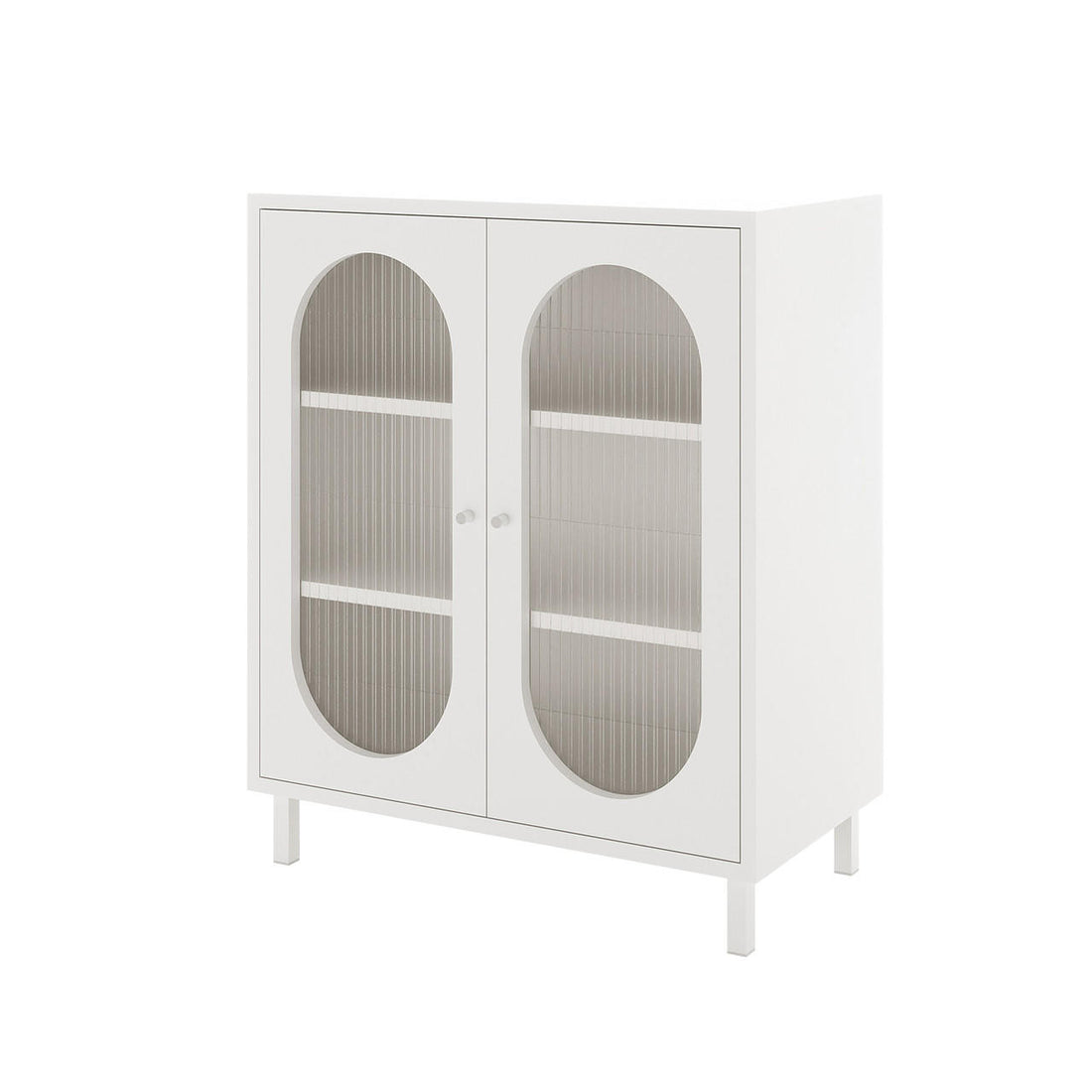 Cambria 75cm Fluted Glass Door Sideboard Cabinet - White