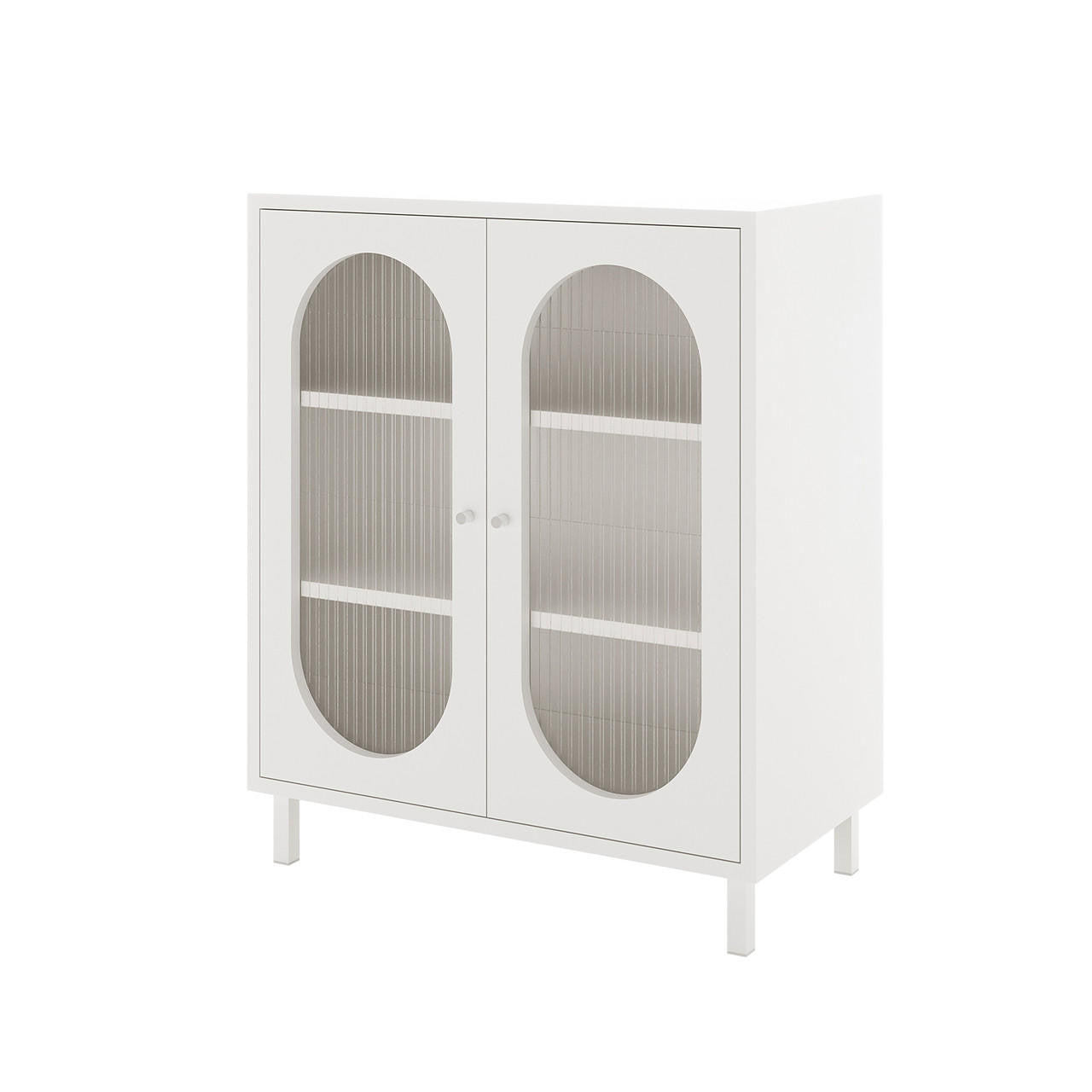 Cambria 75cm Fluted Glass Door Sideboard Cabinet - White