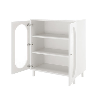 Cambria 75cm Fluted Glass Door Sideboard Cabinet - White
