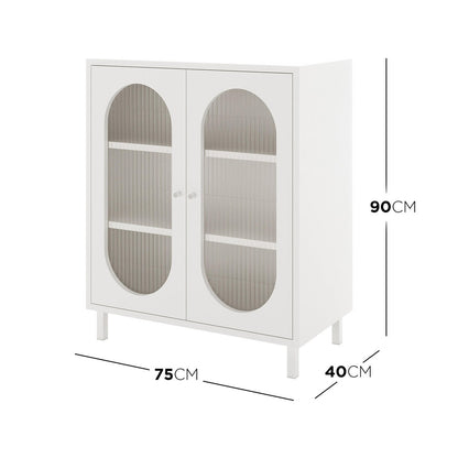 Cambria 75cm Fluted Glass Door Sideboard Cabinet - White