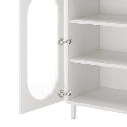 Cambria 75cm Fluted Glass Door Sideboard Cabinet - White