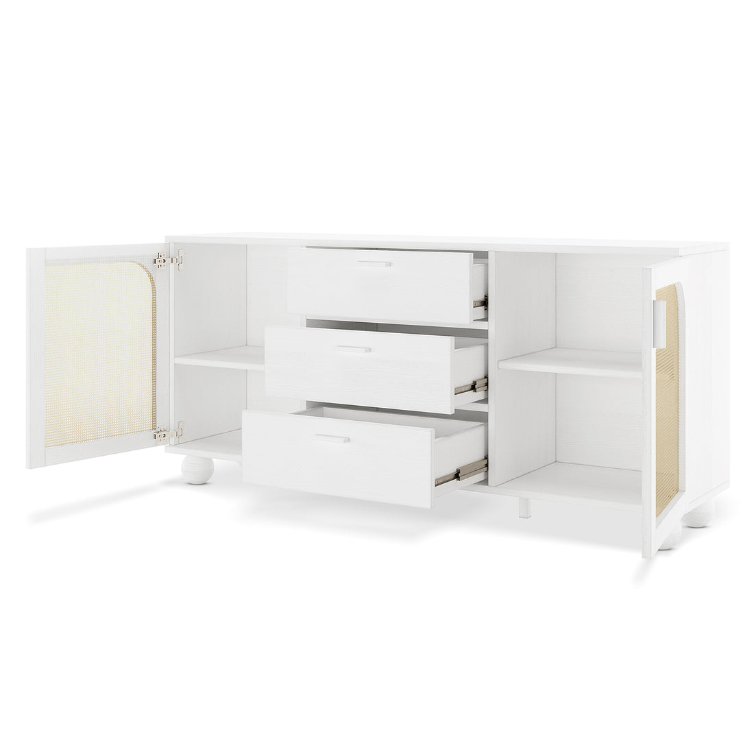 Carlo 160cm Rattan Sideboard Buffet Table - White