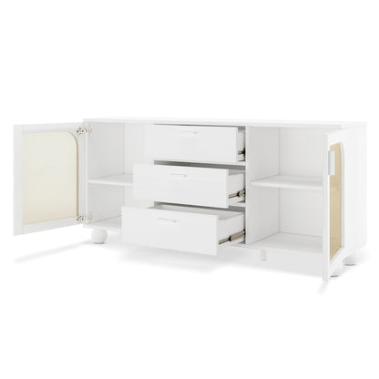 Carlo 160cm Rattan Sideboard Buffet Table - White