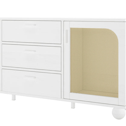 Carlo 160cm Rattan Sideboard Buffet Table - White