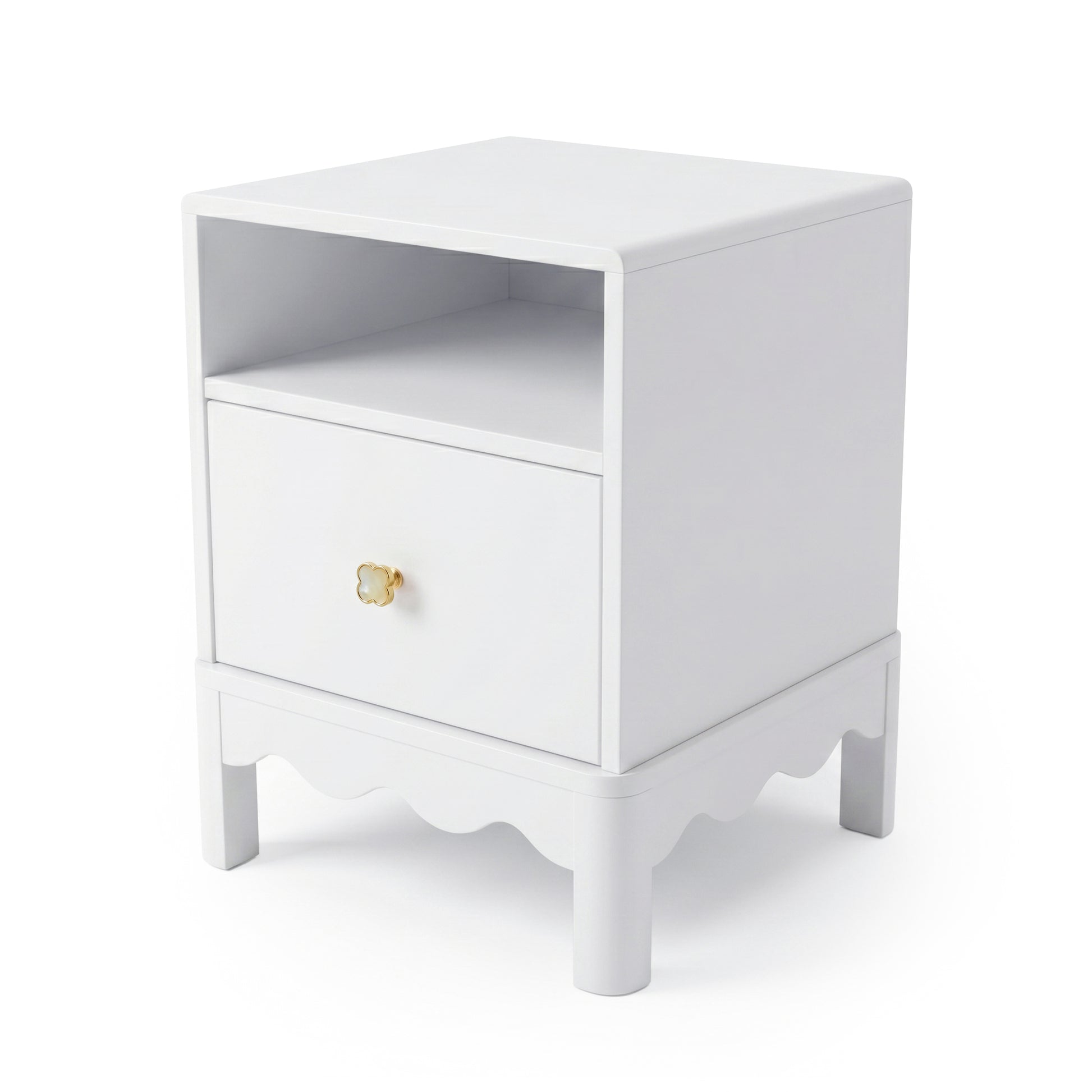 White nightstand full view on white background
