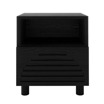 Deino 45cm Bedside Table with Storage - Black