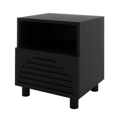 Deino 45cm Bedside Table with Storage - Black