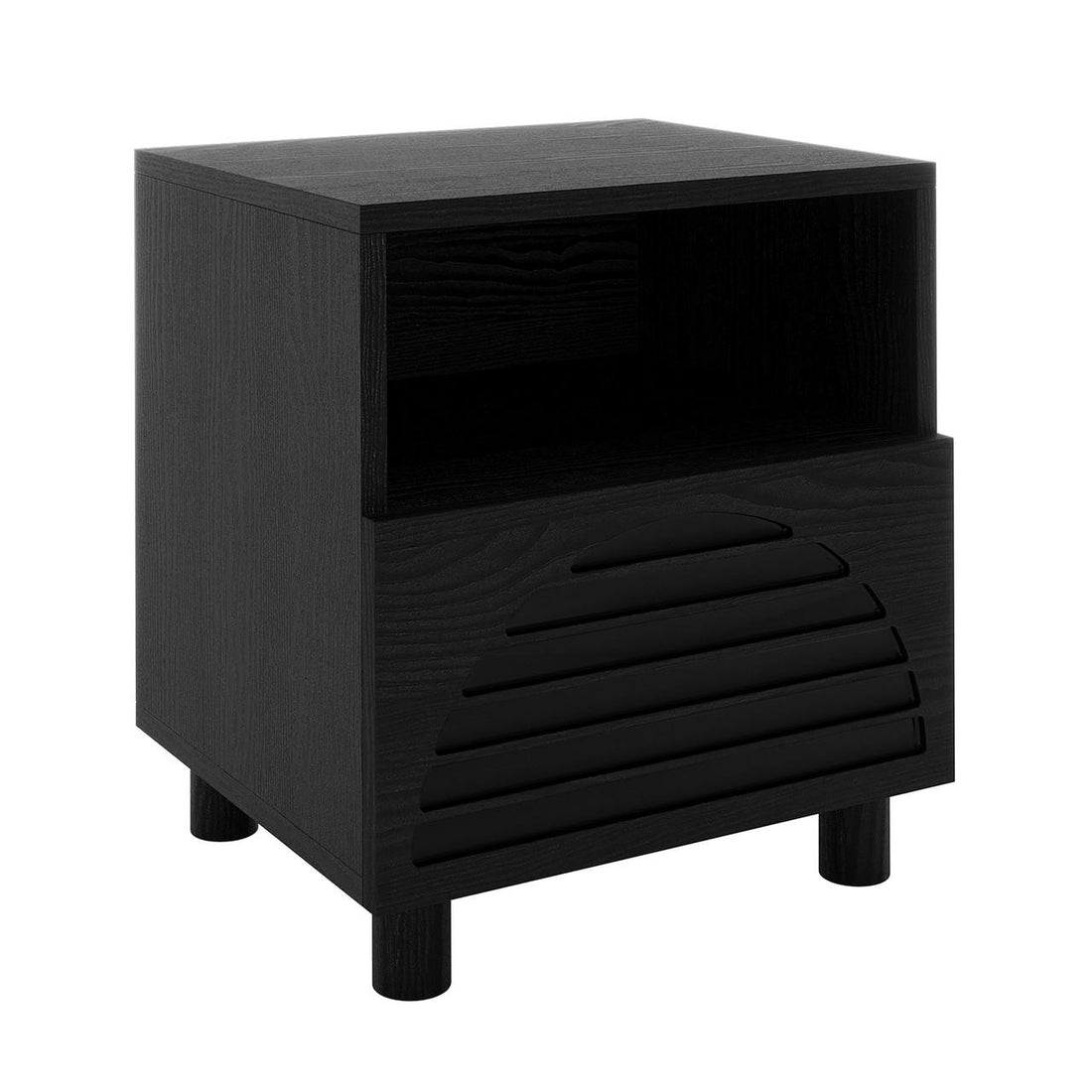 Deino 45cm Bedside Table with Storage - Black