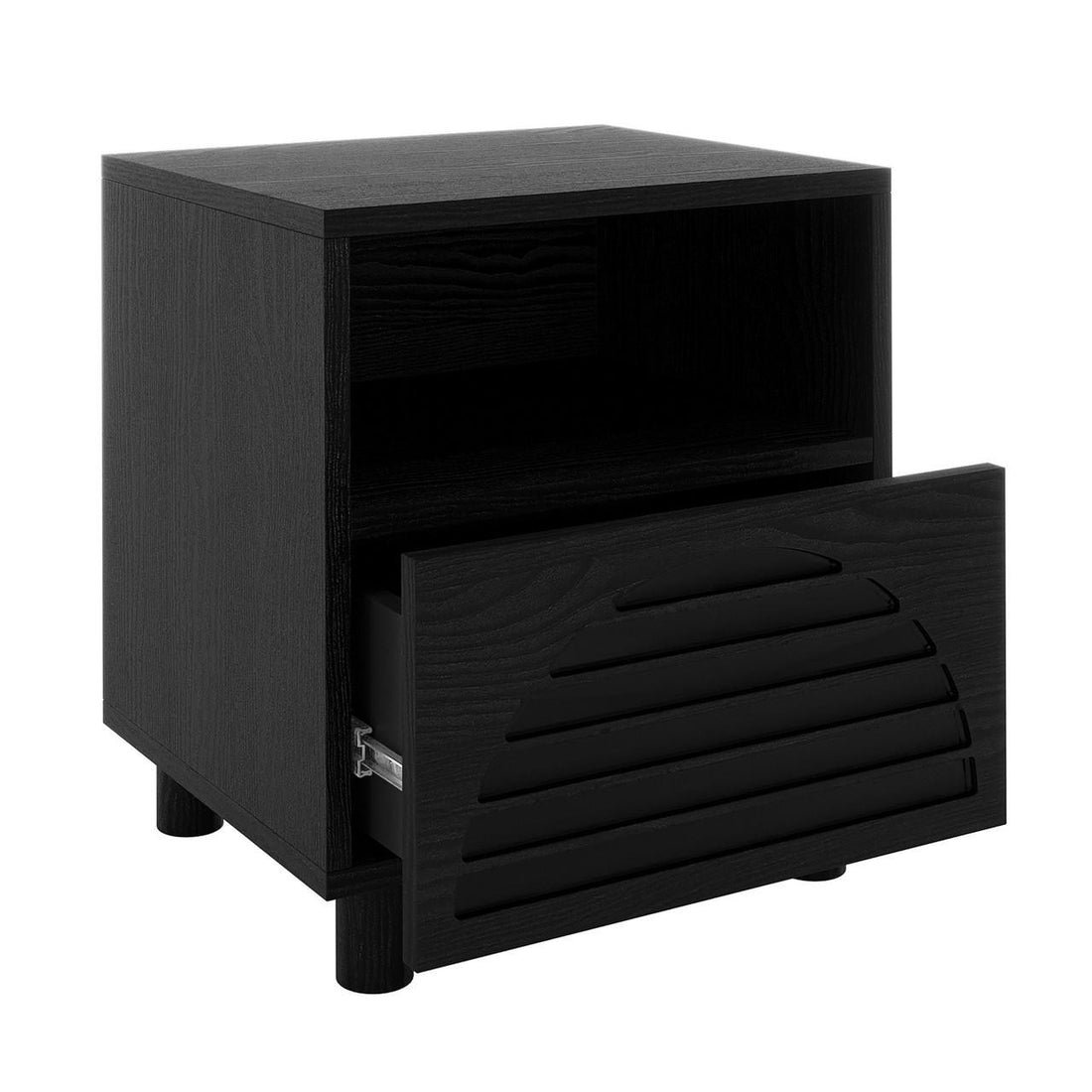 Deino 45cm Bedside Table with Storage - Black