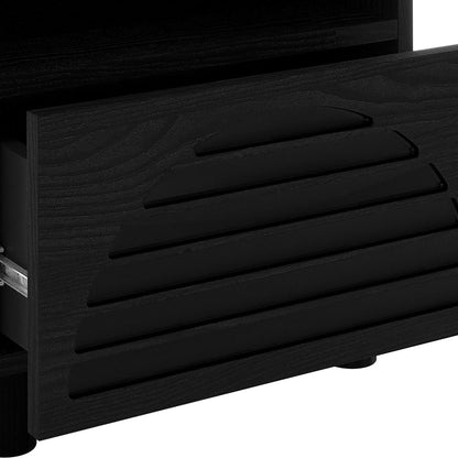 Deino 45cm Bedside Table with Storage - Black