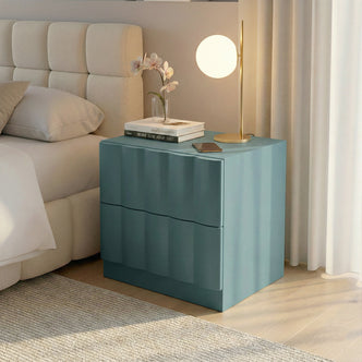 Hamish 2 Drawer Fluted Bedside Table in Sage