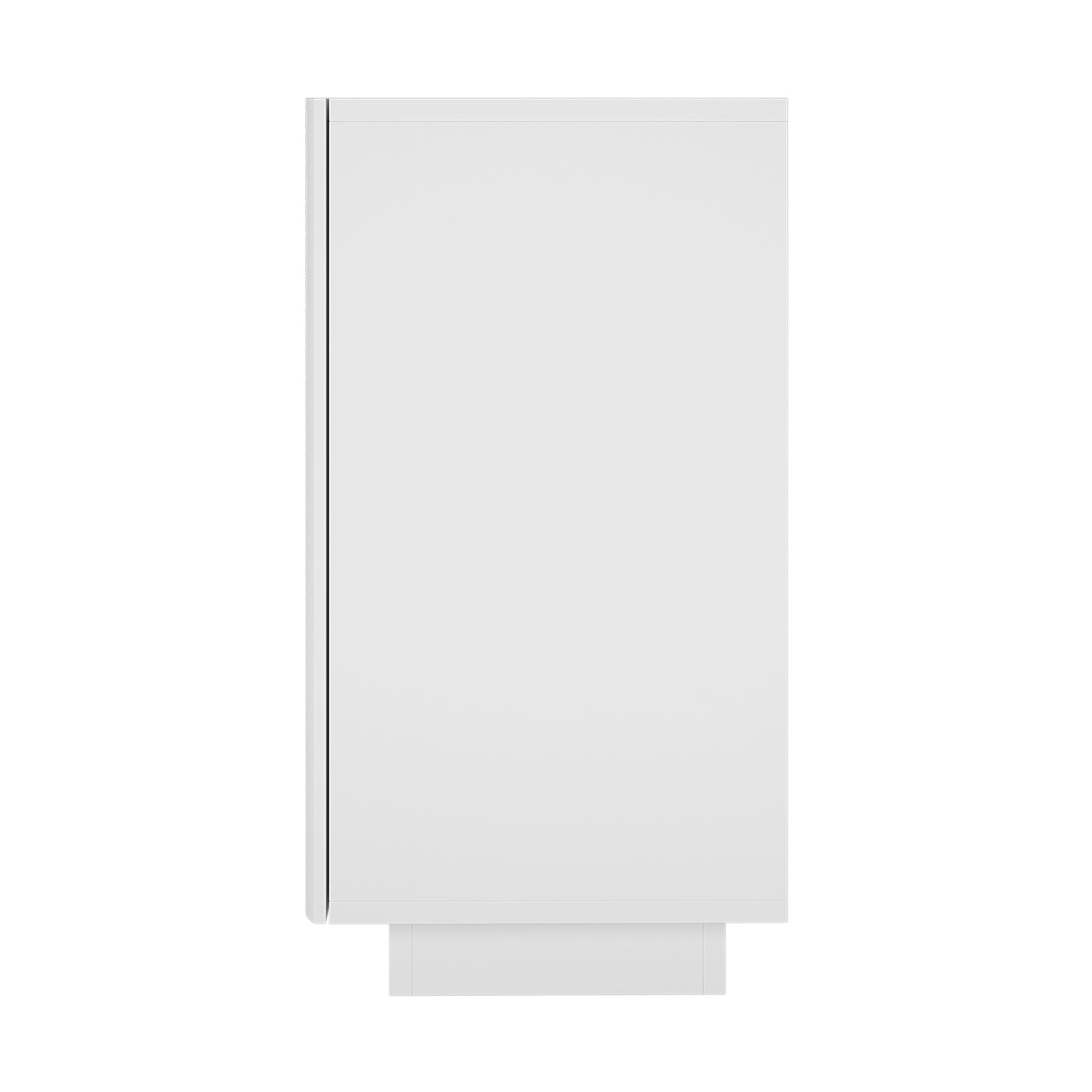 Hamish 140cm Storage Sideboard Buffet White featuring a sleek rectangular design with a black border, emphasizing modern wave details and handle-free doors for a clean, contemporary look.