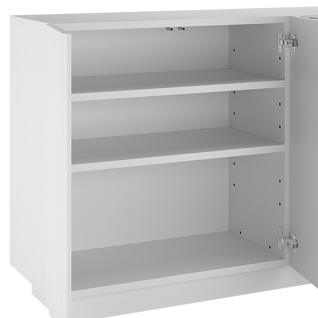 Hamish 140cm Storage Sideboard Buffet, highlighting a door hinge detail. The image emphasizes the buffet's modern design and practical storage features, showcasing its craftsmanship and quality.