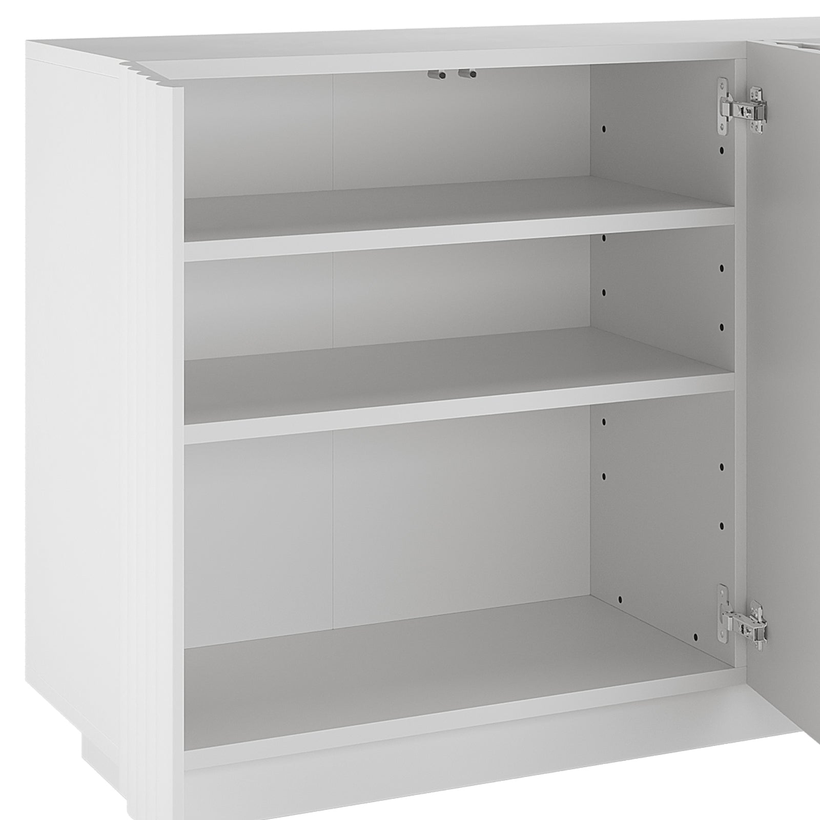 Hamish 140cm Storage Sideboard Buffet, highlighting a door hinge detail. The image emphasizes the buffet's modern design and practical storage features, showcasing its craftsmanship and quality.