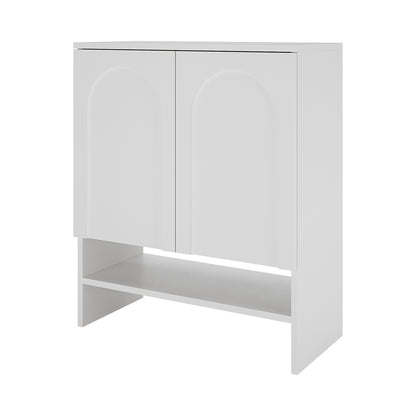 Hava 80cm Arched Shoe Cabinet White with two doors, featuring an arched design and ample storage space, perfect for organizing your hallway in a modern or contemporary style.