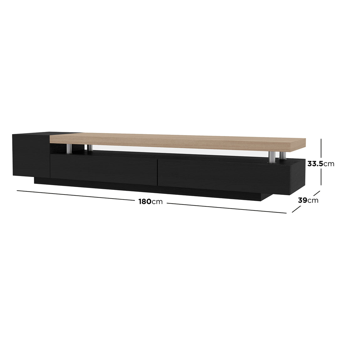 Kandi 180cm Entertainment Unit with Drawers - Black