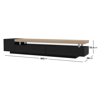 Kandi 180cm Entertainment Unit with Drawers - Black