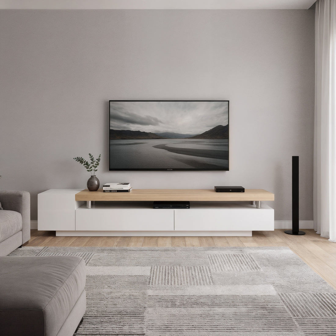 Kandi 180cm Entertainment Unit with Drawers in White