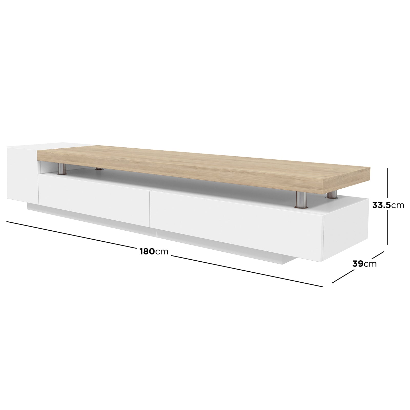Kandi 180cm Entertainment Unit with Drawers - White