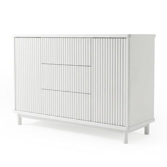 Modern white sideboard cabinet on white background