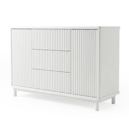 Modern white sideboard cabinet on white background