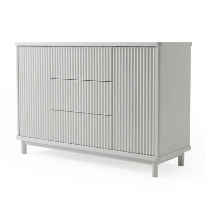 Light gray fluted front cabinet on white background