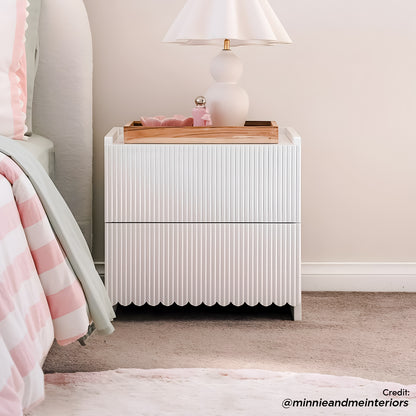 Nasrin 2 Drawer Bedside Table in White
