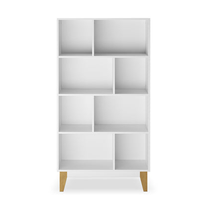 Owen 4-Tier Storage Display Bookcase w/ Wooden Legs - White