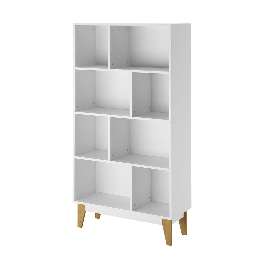Owen 4-Tier Storage Display Bookcase w/ Wooden Legs - White