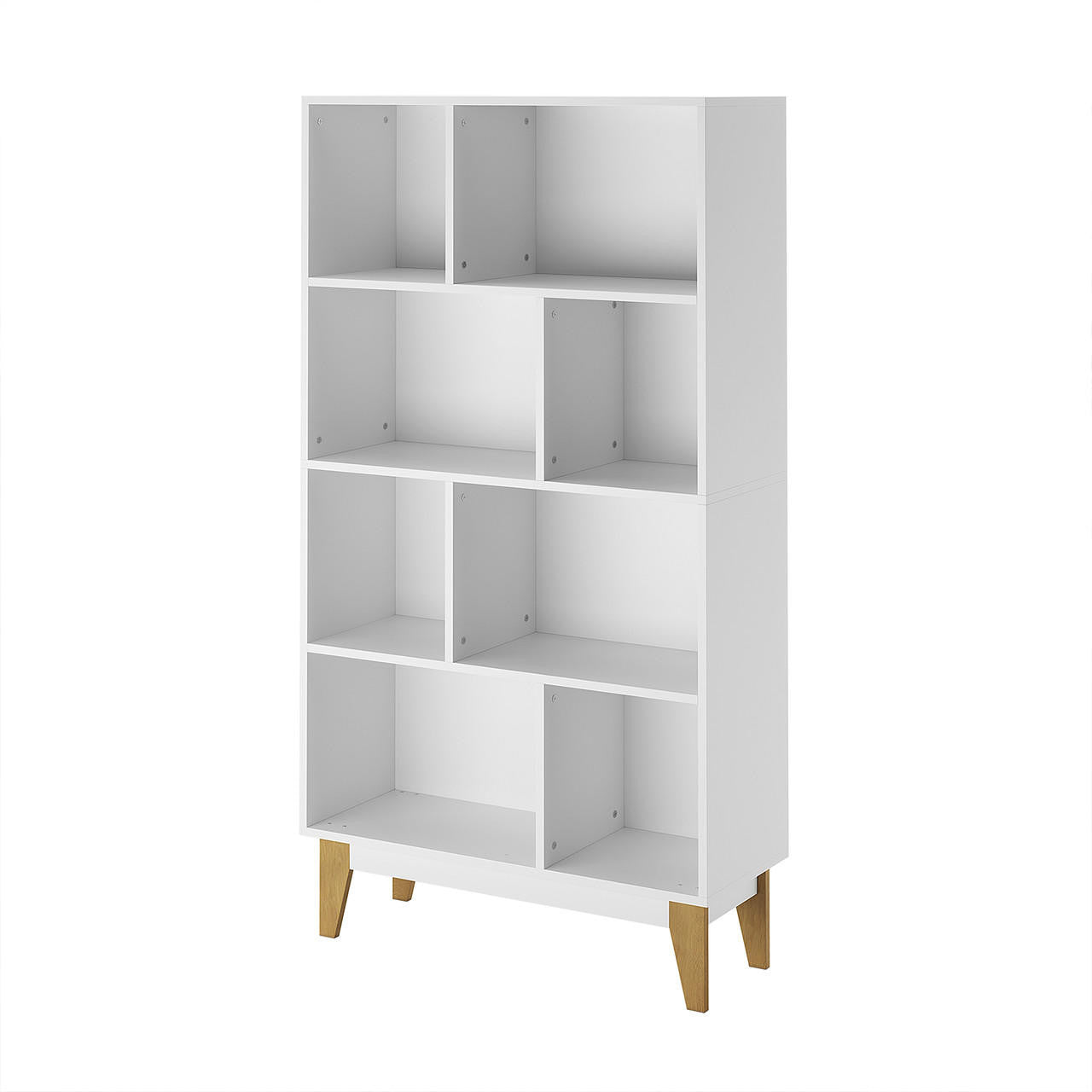 Owen 4-Tier Storage Display Bookcase w/ Wooden Legs - White